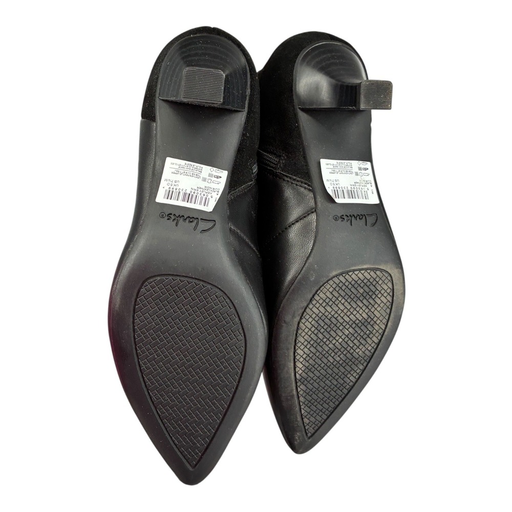 Clarks Collection Kepley Erin Black Leather Ankle Booties Pointed Toe NIB 7.5 - Picture 6 of 7